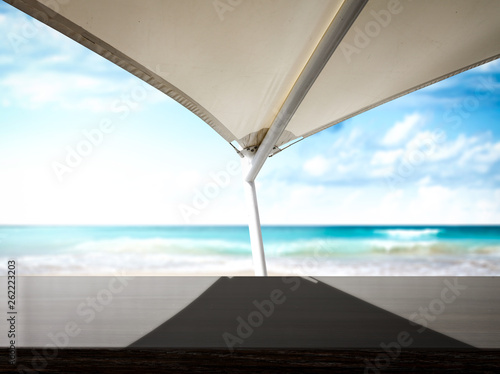 Desk of free space with ubrella decoration 