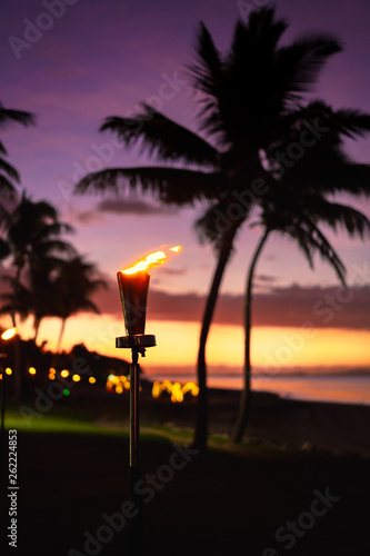 Fijian torch at sunset