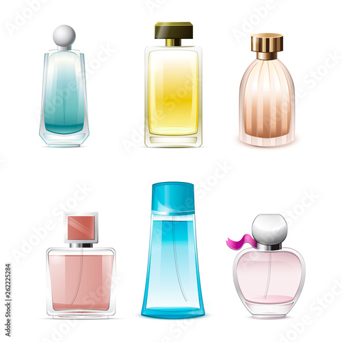 Isolated vector perfume bottles collection