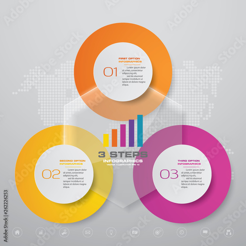 3 steps simple&editable process chart infographics element. EPS 10. 
