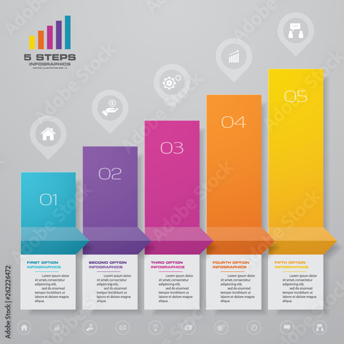 5 steps infographics chart design element. For data presentation