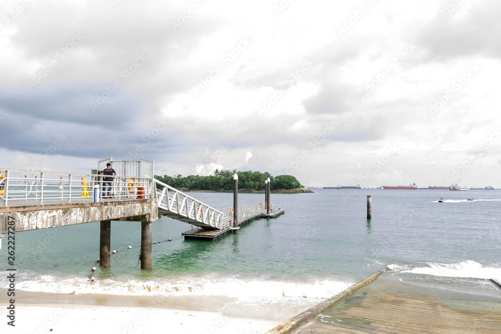Siloso Beach Sentosa is the most famous white beach in Singapore. Siloso Beach Sentosa, Singapore, March 15 2019 Siloso Beach Sentosa is the most famous white beach in Singapore. Siloso Beach Sentosa, Singapore, March 15 2019