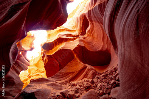 Curved sandstone formations at Antelope Canyon - travel photography