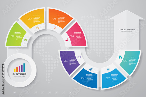 8 steps of arrow infografics template. for your presentation. EPS 10.	