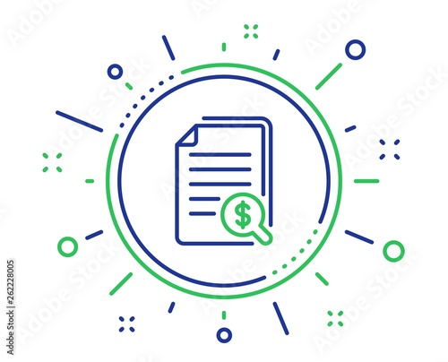 Financial documents line icon. Audit or accounting sign. Check finance symbol. Quality design elements. Technology financial documents button. Editable stroke. Vector