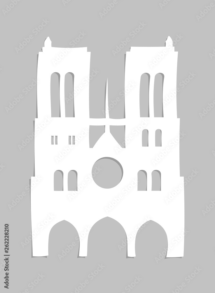 Notre Dame de Paris Cathedral cut out from paper