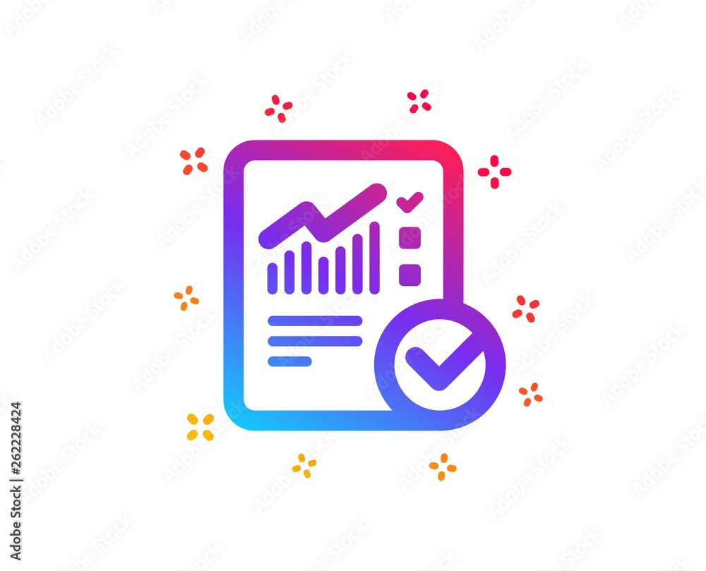 Checklist document icon. Analysis Chart or Sales growth report sign. Statistics data symbol. Dynamic shapes. Gradient design checked calculation icon. Classic style. Vector Checklist document icon. Analysis Chart or Sales growth report sign. Statistics data symbol. Dynamic shapes. Gradient design checked calculation icon. Classic style. Vector