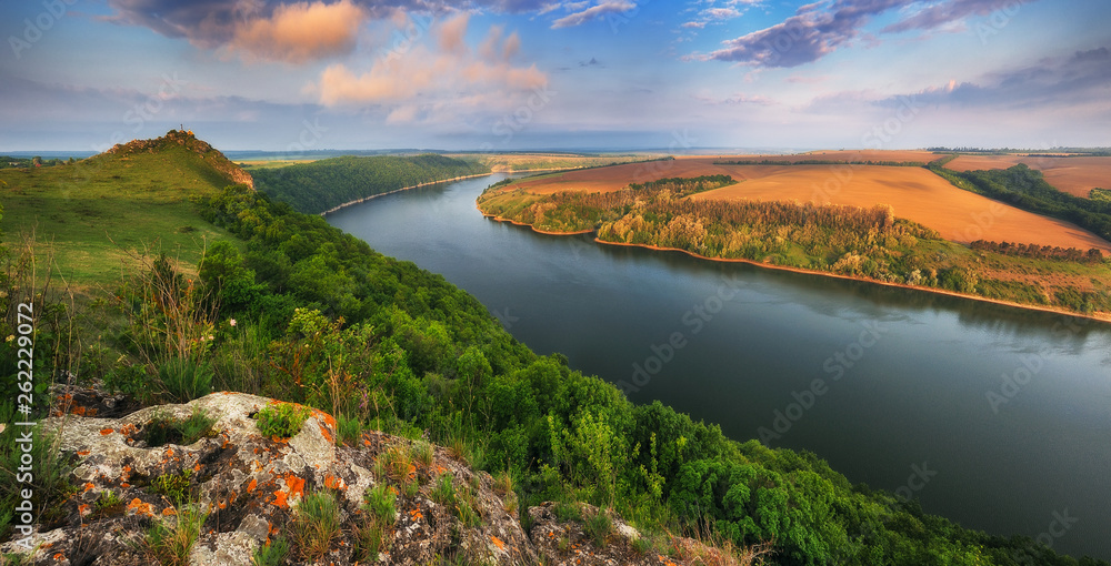 spring canyon. picturesque spring dawn. canyon of the Dniester River