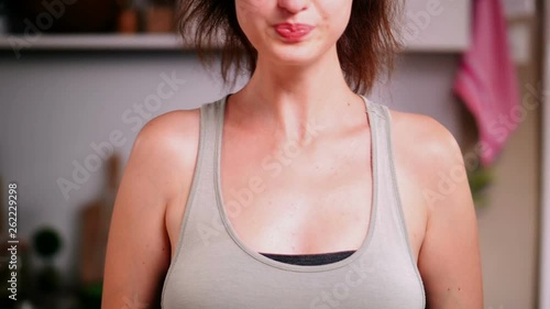 Woman burp after eat