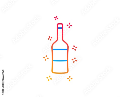 Wine bottle line icon. Merlot or Cabernet Sauvignon sign. Gradient design elements. Linear wine icon. Random shapes. Vector