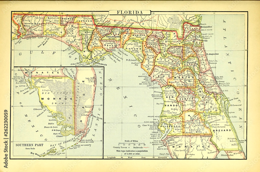 Obraz premium Old US state. Map