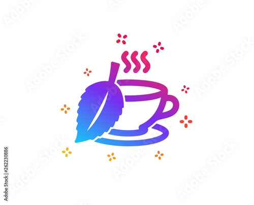 Mint Tea icon. Fresh herbal beverage sign. Cup of drink symbol. Dynamic shapes. Gradient design mint tea icon. Classic style. Vector