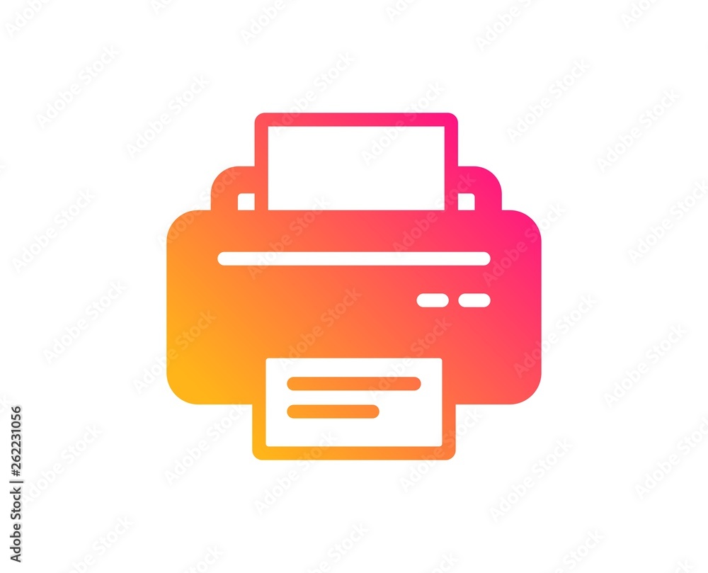 Printer icon. Printout Electronic Device sign. Office equipment symbol. Classic flat style. Gradient printer icon. Vector Printer icon. Printout Electronic Device sign. Office equipment symbol. Classic flat style. Gradient printer icon. Vector