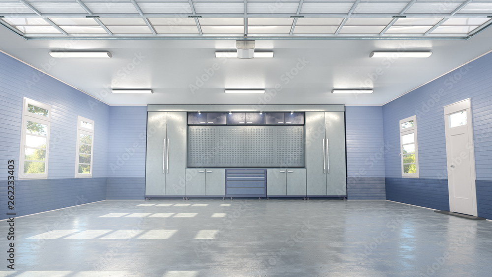Fototapeta premium Modern garage interior. 3d illustation