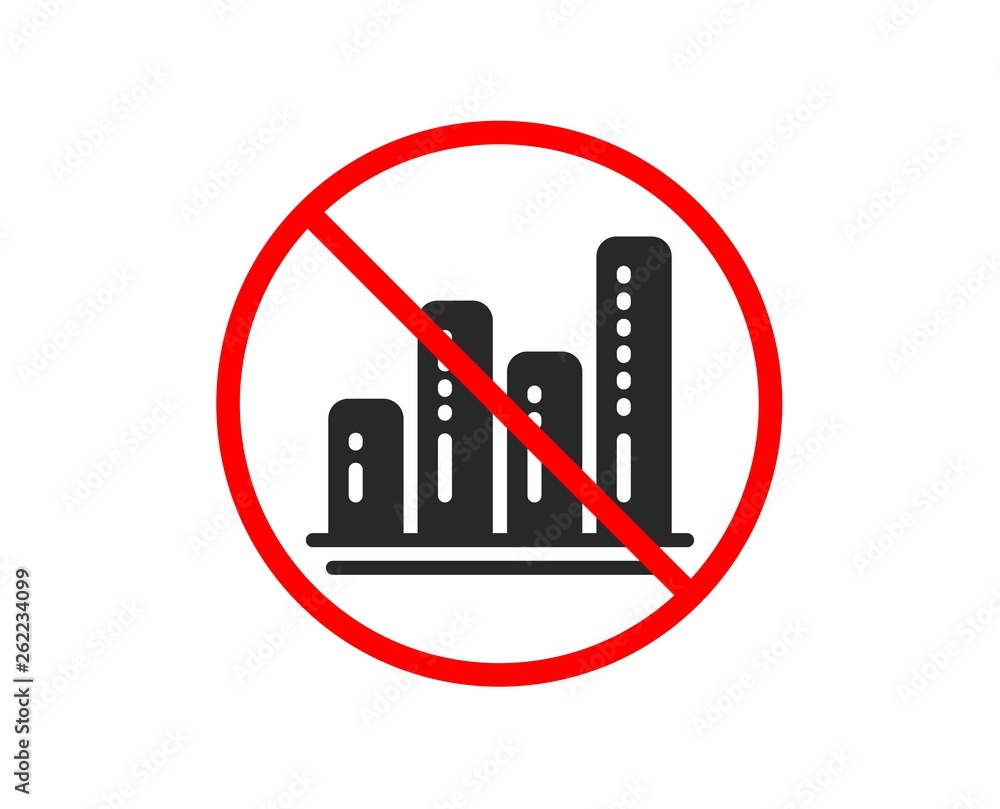 No or Stop. Graph icon. Column chart sign. Growth diagram symbol. Prohibited ban stop symbol. No graph chart icon. Vector No or Stop. Graph icon. Column chart sign. Growth diagram symbol. Prohibited ban stop symbol. No graph chart icon. Vector
