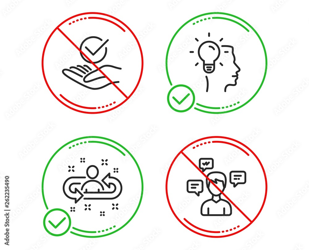 Do or Stop. Approved, Idea and Recruitment icons simple set. Conversation messages sign. Verified symbol, Professional job, Manager change. Communication. People set. Line approved do icon. Vector Do or Stop. Approved, Idea and Recruitment icons simple set. Conversation messages sign. Verified symbol, Professional job, Manager change. Communication. People set. Line approved do icon. Vector