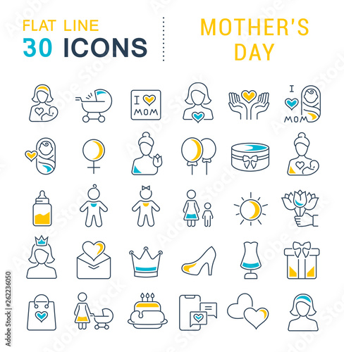 Set Vector Line Icons of Mother's Day