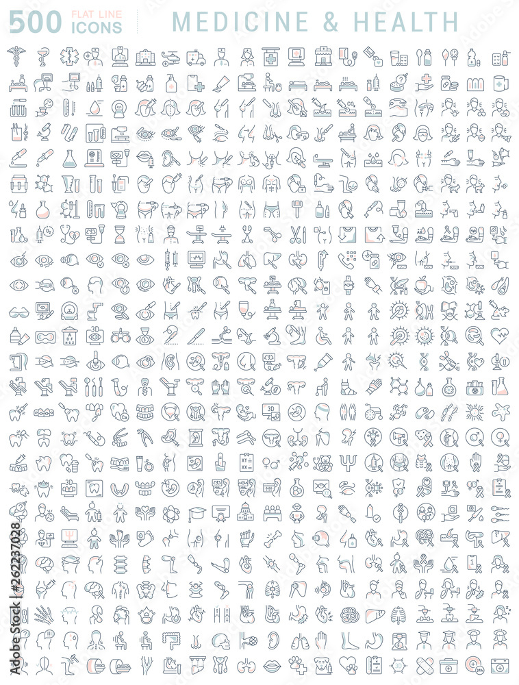 Set Vector Line Icons of Medicine and Health. Set Vector Line Icons of Medicine and Health.
