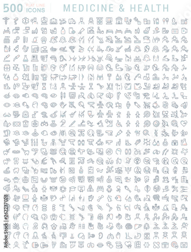 Set Vector Line Icons of Medicine and Health.