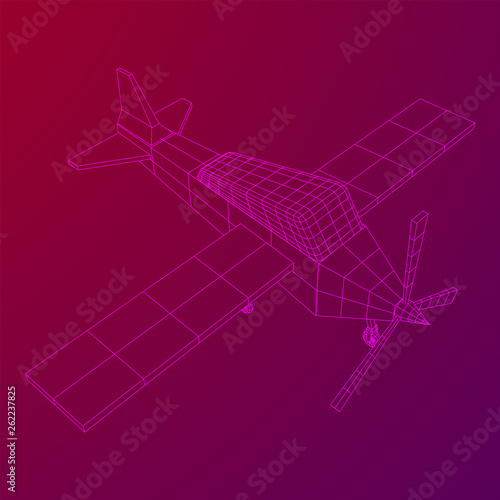 Plane Abstract polygonal wireframe airplane. Travel aircraft, tourism and vacation concept. Wireframe low poly mesh vector illustration