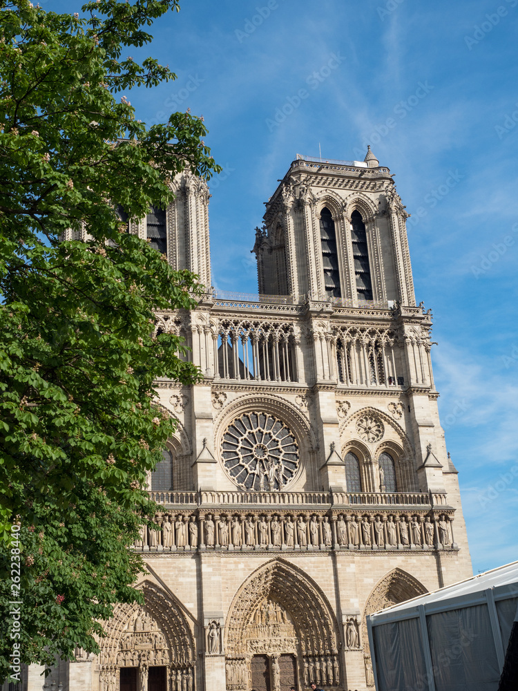 PARIS, FRANCE - May, 2018: Amazing Notre-Dame Cathedral (Cathedrale Notre-Dame de Paris)