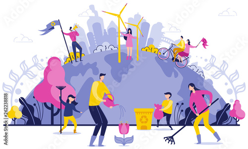 Planet Wide Garbage Disposal Flat Illustration.
