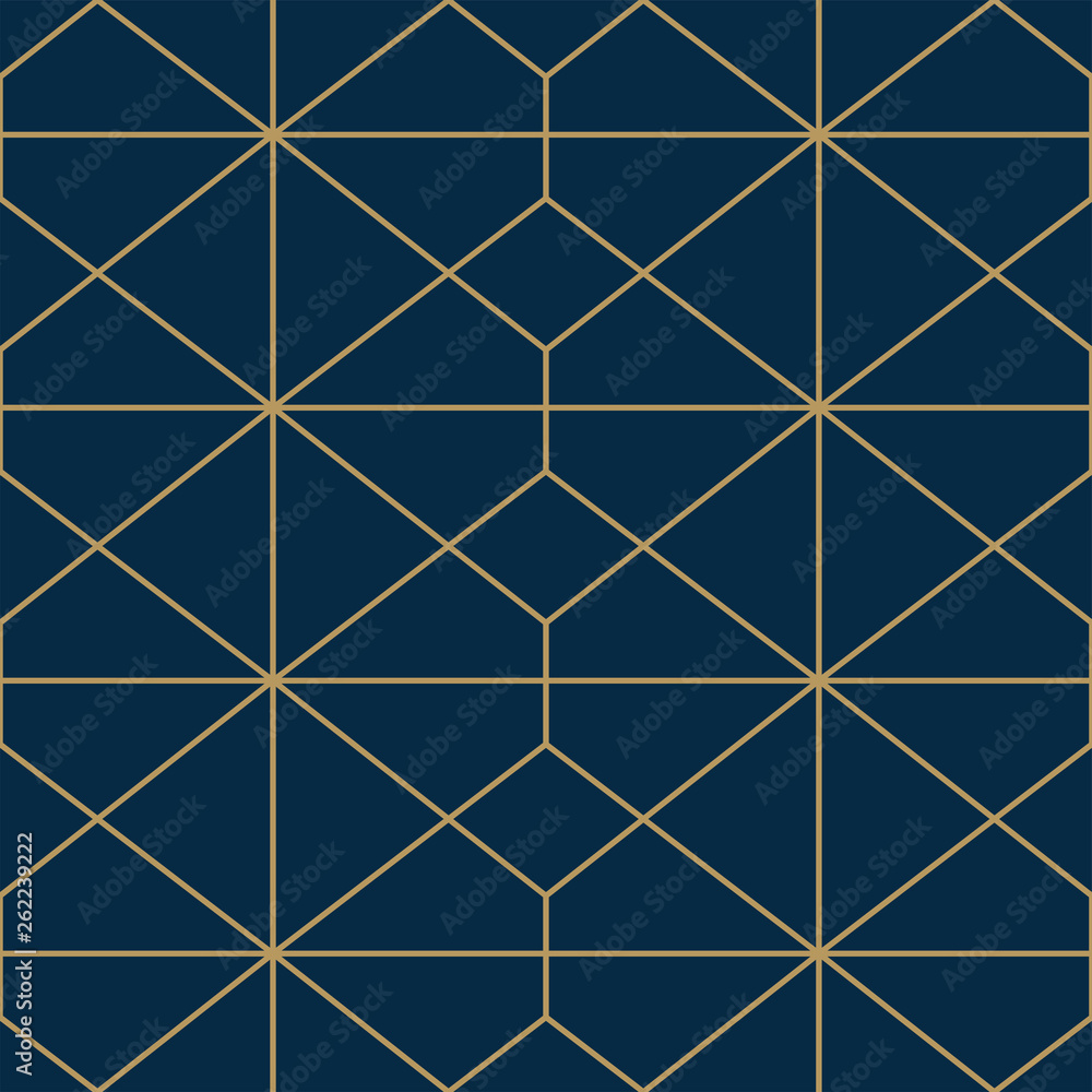 Abstract geometric pattern with lines, rhombuses. A seamless vector background. Blue and gold texture Abstract geometric pattern with lines, rhombuses. A seamless vector background. Blue and gold texture