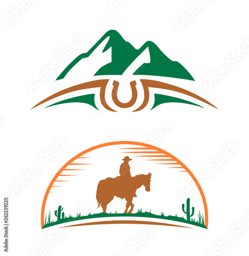 Color icon. Rider on horseback