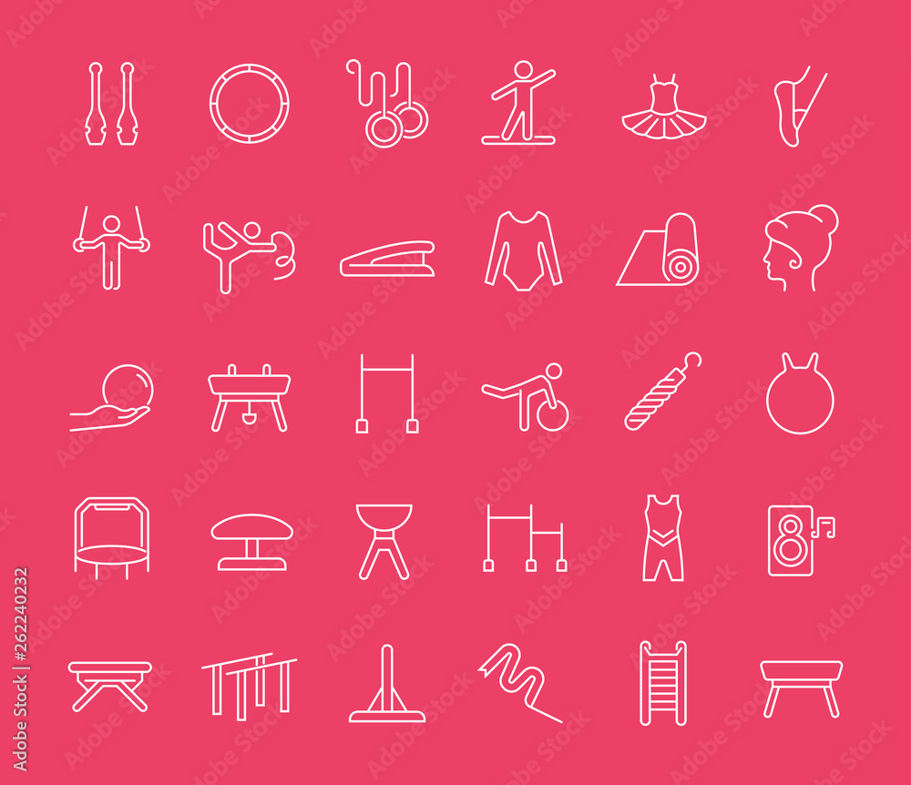 Set of Line Icons of Gymnastics. Set of Line Icons of Gymnastics.