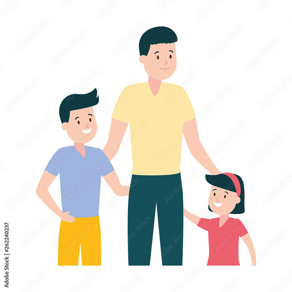father with son and daughter
