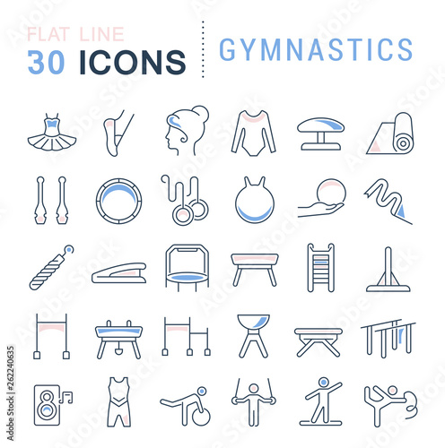 Set Vector Line Icons of Gymnastics.