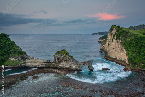 Atuh beach on Nusa Penida island in the early morning taken from a high viewpoint