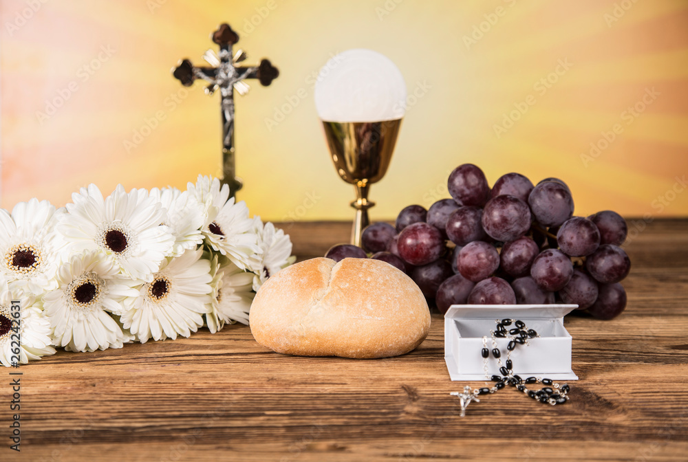 Holy Communion Bread, Wine for christianity religion Holy Communion Bread, Wine for christianity religion