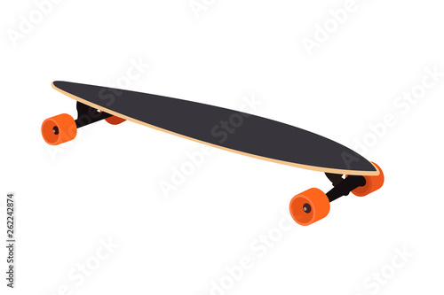 Longboard with orange wheels