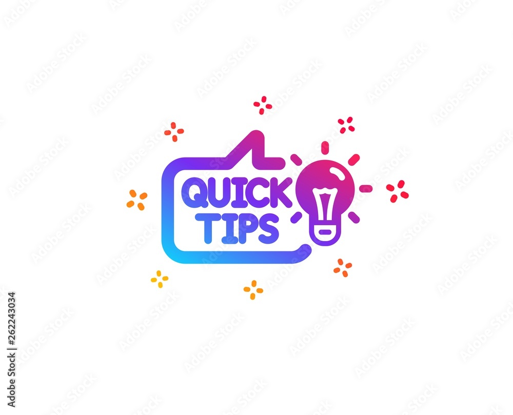 Quick tips icon. Helpful tricks sign. Tutorials with idea symbol. Dynamic shapes. Gradient design education idea icon. Classic style. Vector Quick tips icon. Helpful tricks sign. Tutorials with idea symbol. Dynamic shapes. Gradient design education idea icon. Classic style. Vector