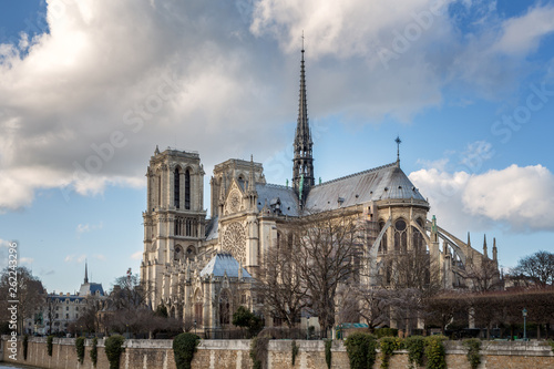 Notre Dame Cathedral Paris, side elevation
