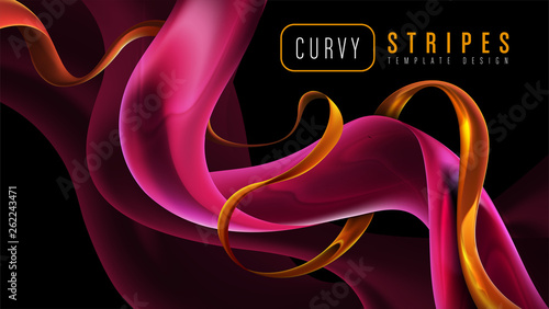 The background template of curvy stripes in vector.  It is suitable for being as a template, landing page, website, etc.