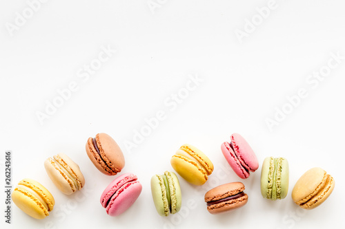 Wallpaper Mural sweet dessert pattern with macarons on white background flat lay mockup Torontodigital.ca