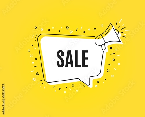 Sale symbol. Megaphone banner. Special offer price sign. Advertising Discounts symbol. Loudspeaker with speech bubble. Sale sign. Marketing and advertising tag. Vector