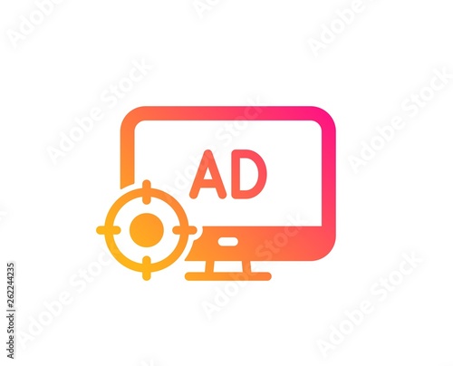 Seo adblock icon. Search engine optimization sign. Target symbol. Classic flat style. Gradient seo adblock icon. Vector