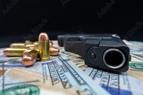 Handgun ammunition and money