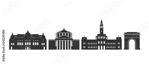 Romania logo. Isolated Romanian architecture on white background