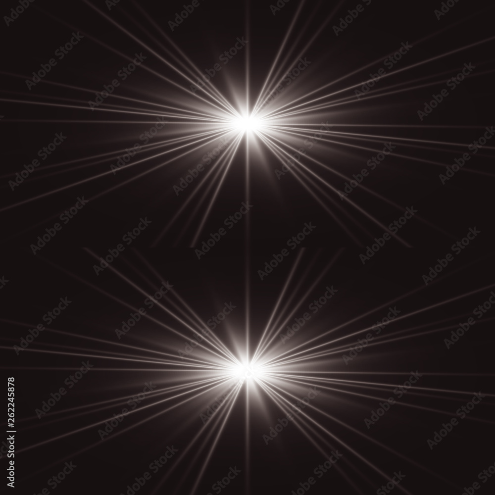 Fototapeta premium Glowing lights effect, flare, explosion and stars. Special effect isolated on transparent background