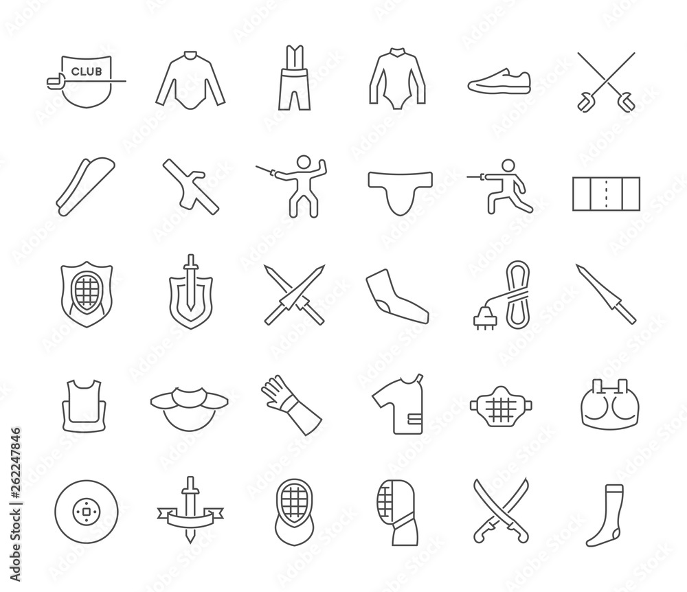 Set Vector Line Icons of Fencing. Set Vector Line Icons of Fencing.