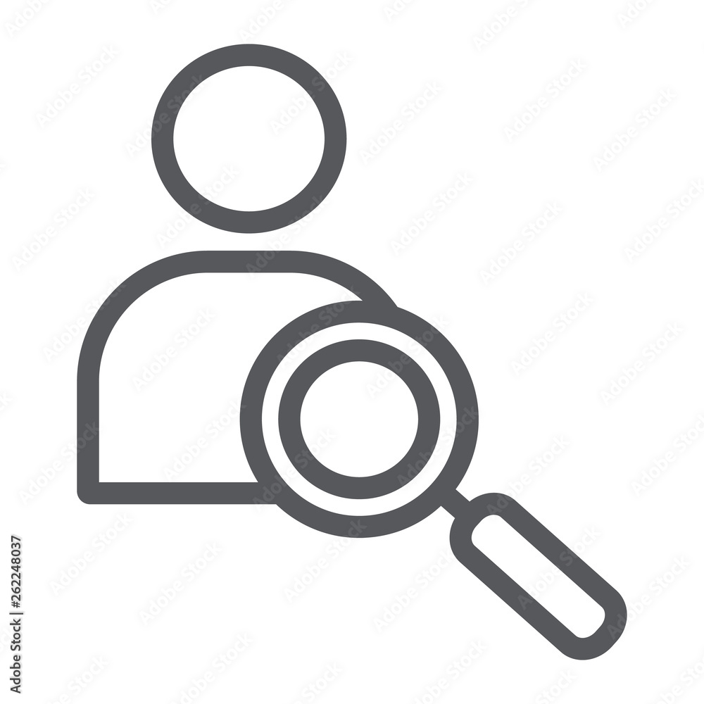 Recruiting line icon, recruitment and job, employee search sign, vector graphics, a linear pattern on a white background. Recruiting line icon, recruitment and job, employee search sign, vector graphics, a linear pattern on a white background.
