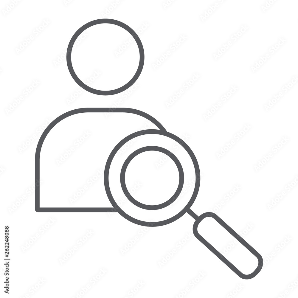 Recruiting thin line icon, recruitment and job, employee search sign, vector graphics, a linear pattern on a white background. Recruiting thin line icon, recruitment and job, employee search sign, vector graphics, a linear pattern on a white background.