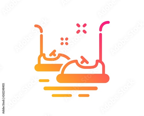 Bumper cars icon. Amusement park sign. Classic flat style. Gradient bumper cars icon. Vector