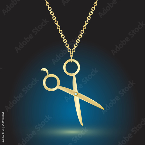 gold pendant jewelry on dark background with backlight.