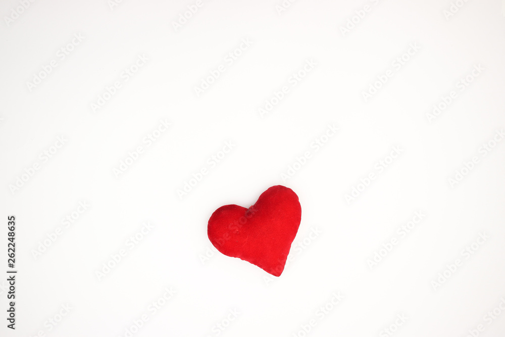 Red heart on white background 