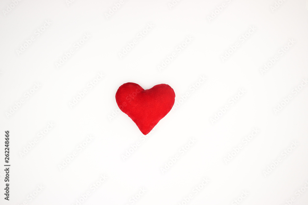 Red heart on white background 